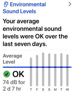hearing app benefits with enviromental noise levels readout